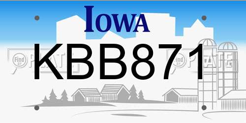 KBB871 Iowa License Plate