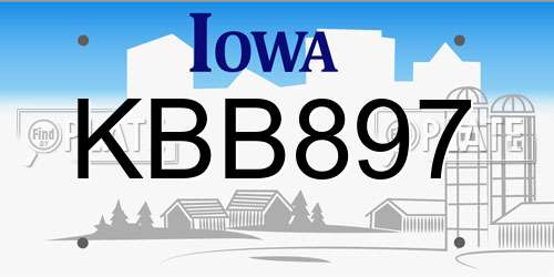 KBB897 Iowa License Plate