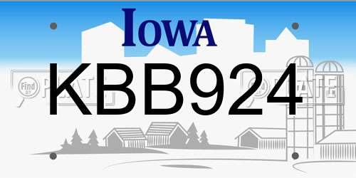 KBB924 Iowa License Plate