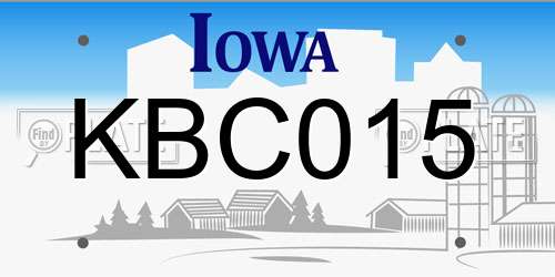 KBC015 Iowa License Plate