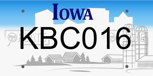 KBC016 Iowa License Plate