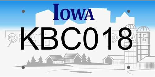 KBC018 Iowa License Plate
