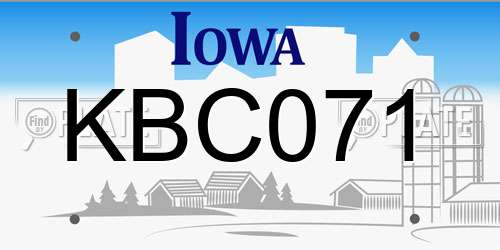 KBC071 Iowa License Plate