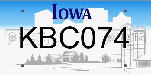 KBC074 Iowa License Plate