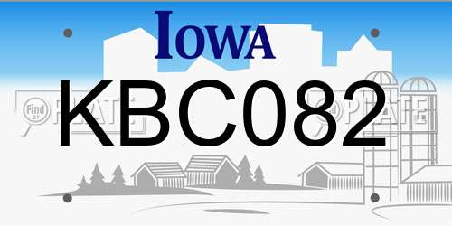 KBC082 Iowa License Plate