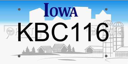 KBC116 Iowa License Plate