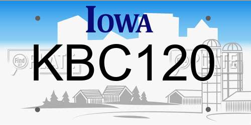 KBC120 Iowa License Plate