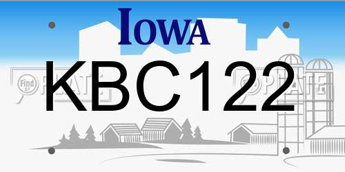 KBC122 Iowa License Plate