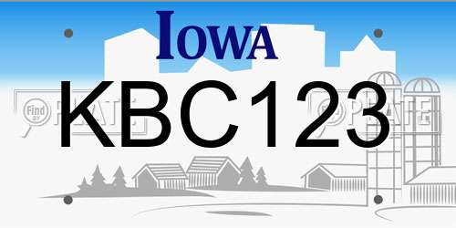 KBC123 Iowa License Plate