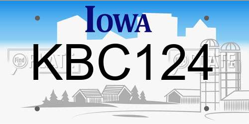 KBC124 Iowa License Plate