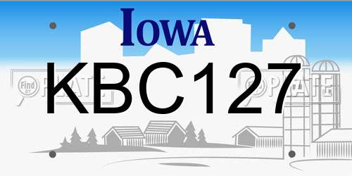 KBC127 Iowa License Plate