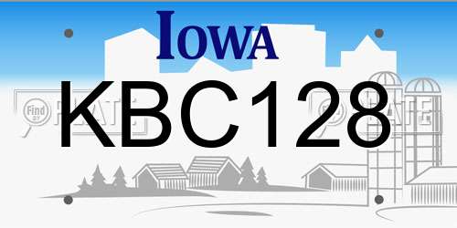 KBC128 Iowa License Plate