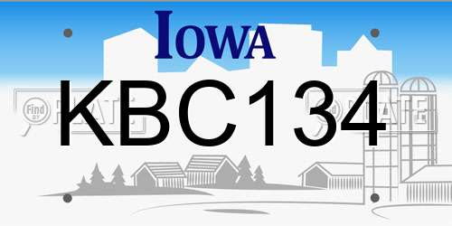 KBC134 Iowa License Plate