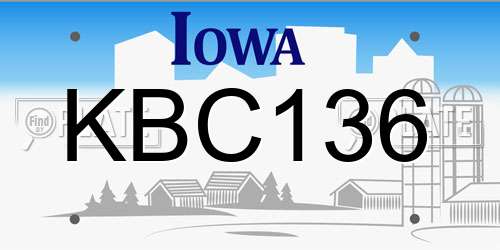 KBC136 Iowa License Plate