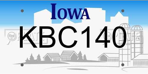 KBC140 Iowa License Plate