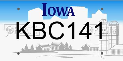 KBC141 Iowa License Plate