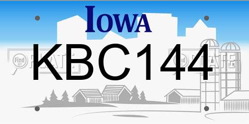 KBC144 Iowa License Plate