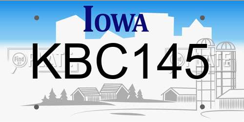 KBC145 Iowa License Plate