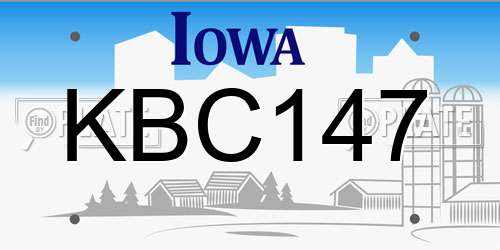 KBC147 Iowa License Plate