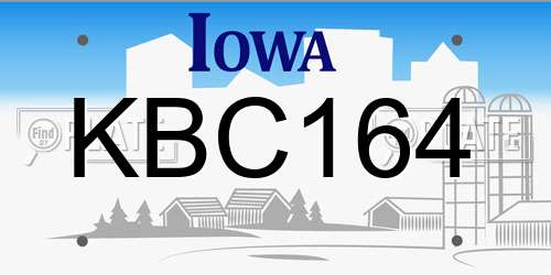 KBC164 Iowa License Plate