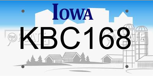 KBC168 Iowa License Plate