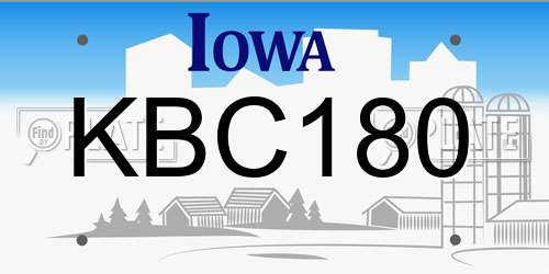 KBC180 Iowa License Plate