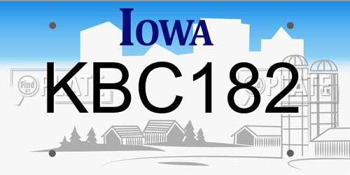 KBC182 Iowa License Plate