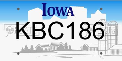 KBC186 Iowa License Plate