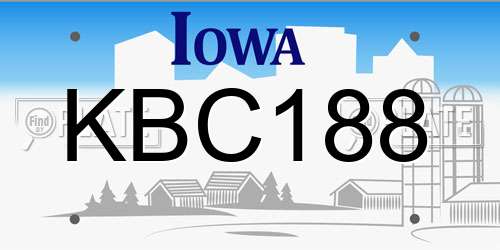 KBC188 Iowa License Plate