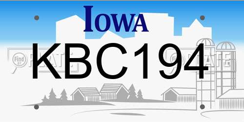 KBC194 Iowa License Plate