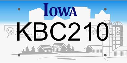 KBC210 Iowa License Plate