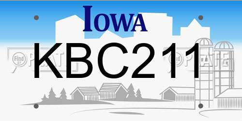 KBC211 Iowa License Plate