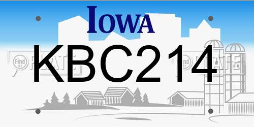 KBC214 Iowa License Plate