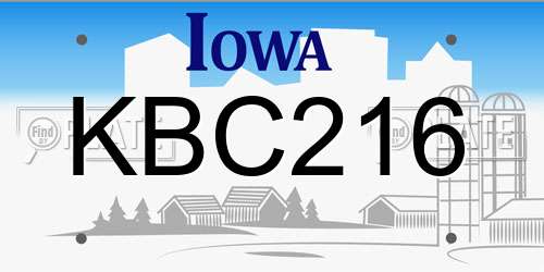 KBC216 Iowa License Plate