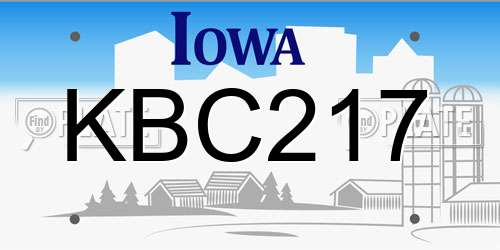 KBC217 Iowa License Plate