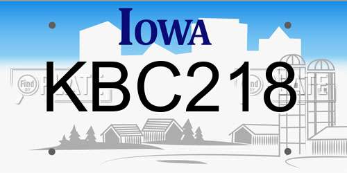 KBC218 Iowa License Plate