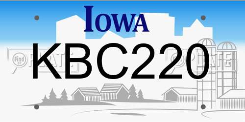 KBC220 Iowa License Plate