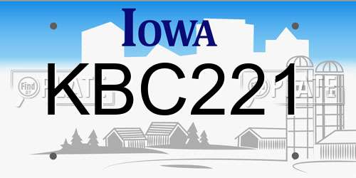 KBC221 Iowa License Plate