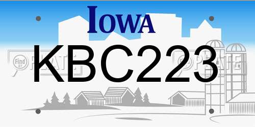 KBC223 Iowa License Plate