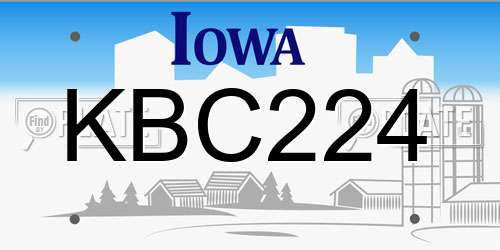 KBC224 Iowa License Plate