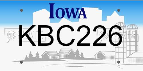 KBC226 Iowa License Plate