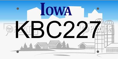 KBC227 Iowa License Plate