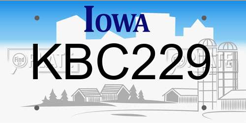 KBC229 Iowa License Plate