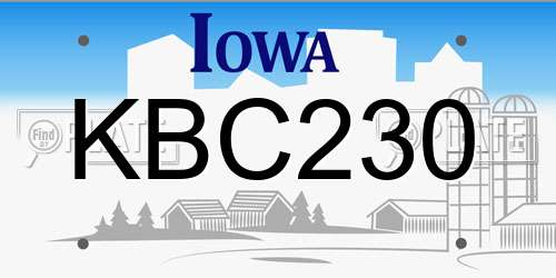 KBC230 Iowa License Plate