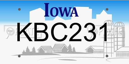 KBC231 Iowa License Plate