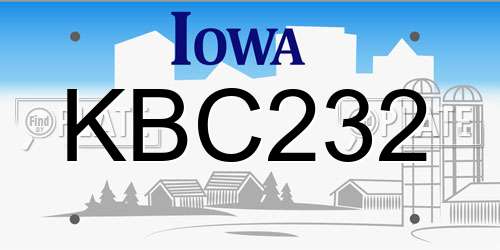KBC232 Iowa License Plate