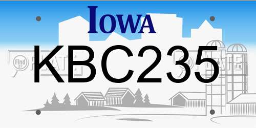 KBC235 Iowa License Plate