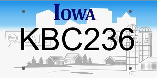 KBC236 Iowa License Plate