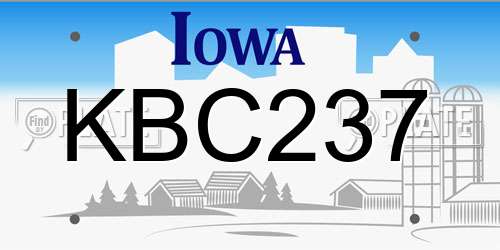 KBC237 Iowa License Plate