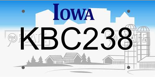 KBC238 Iowa License Plate